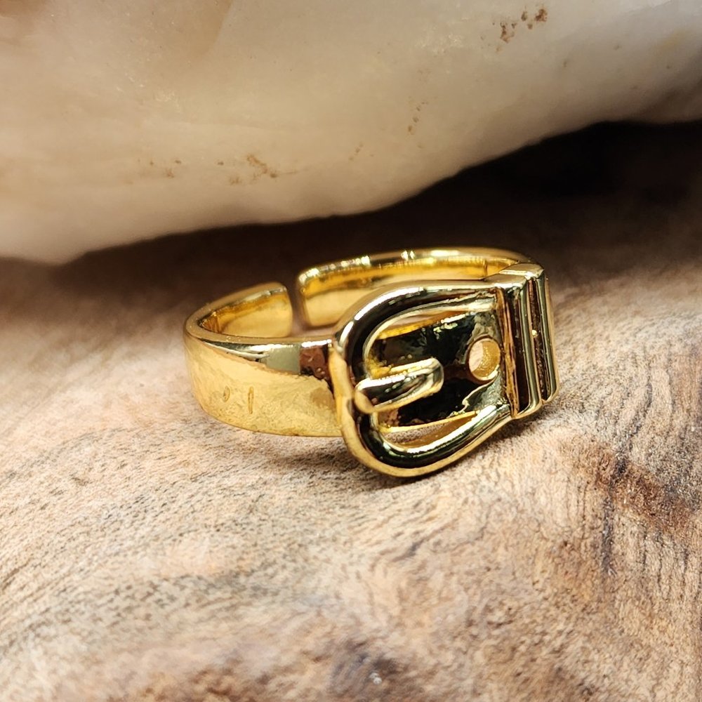 Band GG Belt Ring 14k Gold plated Unique Silversmith Designer Jewelry
